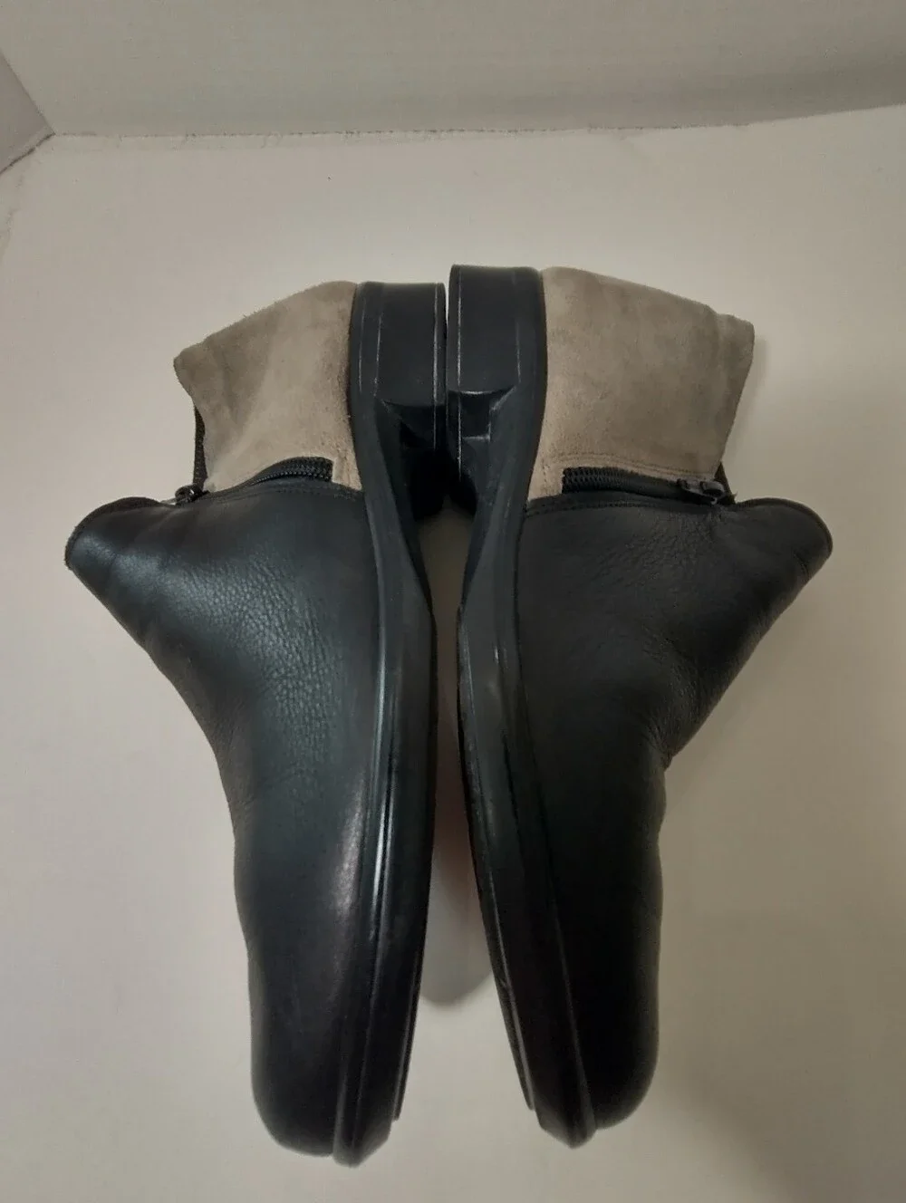 Naot Leather Helm Ankle Boots,‎ Black And Gray, Euro Size 39, US Size 8
